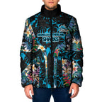 Cronulla-Sutherland Sharks Padded Jacket Tropical Island Floral Pattern With Black And Blue Accents