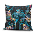 Cronulla-Sutherland Sharks Pillow Cover Tropical Island Floral Pattern With Black And Blue Accents