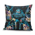 Cronulla-Sutherland Sharks Pillow Cover Tropical Island Floral Pattern With Black And Blue Accents