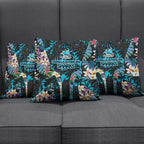 Cronulla-Sutherland Sharks Pillow Cover Tropical Island Floral Pattern With Black And Blue Accents