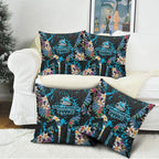 Cronulla-Sutherland Sharks Pillow Cover Tropical Island Floral Pattern With Black And Blue Accents