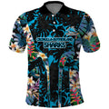 Cronulla-Sutherland Sharks Polo Shirt Tropical Island Floral Pattern With Black And Blue Accents