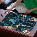 Cronulla-Sutherland Sharks Puzzle Tropical Island Floral Pattern With Black And Blue Accents