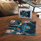 Cronulla-Sutherland Sharks Puzzle Tropical Island Floral Pattern With Black And Blue Accents