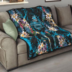 Cronulla-Sutherland Sharks Quilt Tropical Island Floral Pattern With Black And Blue Accents