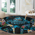 Cronulla-Sutherland Sharks Round Carpet Tropical Island Floral Pattern With Black And Blue Accents