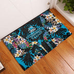 Cronulla-Sutherland Sharks Rubber Doormat Tropical Island Floral Pattern With Black And Blue Accents