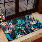 Cronulla-Sutherland Sharks Rubber Doormat Tropical Island Floral Pattern With Black And Blue Accents