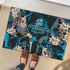 Cronulla-Sutherland Sharks Rubber Doormat Tropical Island Floral Pattern With Black And Blue Accents