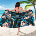 Cronulla-Sutherland Sharks Sarong Tropical Island Floral Pattern With Black And Blue Accents