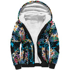 Cronulla-Sutherland Sharks Sherpa Hoodie Tropical Island Floral Pattern With Black And Blue Accents