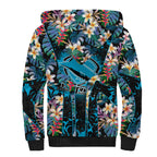 Cronulla-Sutherland Sharks Sherpa Hoodie Tropical Island Floral Pattern With Black And Blue Accents