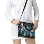Cronulla-Sutherland Sharks Shoulder Handbag Tropical Island Floral Pattern With Black And Blue Accents