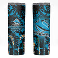 Cronulla-Sutherland Sharks Skinny Tumbler Tropical Island Floral Pattern With Black And Blue Accents