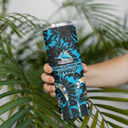 Cronulla-Sutherland Sharks Skinny Tumbler Tropical Island Floral Pattern With Black And Blue Accents