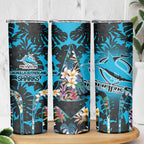 Cronulla-Sutherland Sharks Skinny Tumbler Tropical Island Floral Pattern With Black And Blue Accents