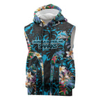 Cronulla-Sutherland Sharks Sleeveless Hoodie Tropical Island Floral Pattern With Black And Blue Accents
