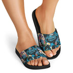 Cronulla-Sutherland Sharks Slide Sandals Tropical Island Floral Pattern With Black And Blue Accents
