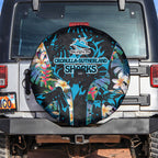 Cronulla-Sutherland Sharks Spare Tire Cover Tropical Island Floral Pattern With Black And Blue Accents