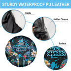 Cronulla-Sutherland Sharks Spare Tire Cover Tropical Island Floral Pattern With Black And Blue Accents