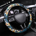 Cronulla-Sutherland Sharks Steering Wheel Cover Tropical Island Floral Pattern With Black And Blue Accents