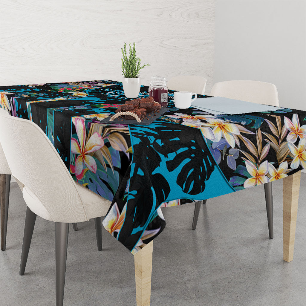 Cronulla-Sutherland Sharks Tablecloth Tropical Island Floral Pattern With Black And Blue Accents