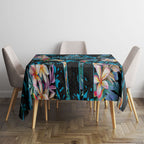Cronulla-Sutherland Sharks Tablecloth Tropical Island Floral Pattern With Black And Blue Accents