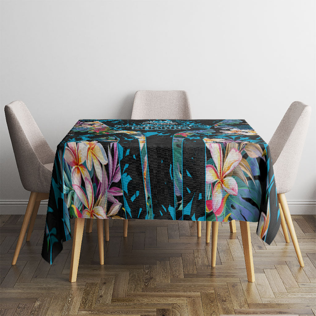 Cronulla-Sutherland Sharks Tablecloth Tropical Island Floral Pattern With Black And Blue Accents