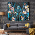 Cronulla-Sutherland Sharks Tapestry Tropical Island Floral Pattern With Black And Blue Accents