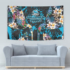 Cronulla-Sutherland Sharks Tapestry Tropical Island Floral Pattern With Black And Blue Accents