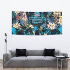 Cronulla-Sutherland Sharks Tapestry Tropical Island Floral Pattern With Black And Blue Accents