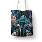 Cronulla-Sutherland Sharks Tote Bag Tropical Island Floral Pattern With Black And Blue Accents