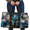 Cronulla-Sutherland Sharks Travel Bag Tropical Island Floral Pattern With Black And Blue Accents