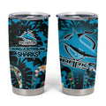 Cronulla-Sutherland Sharks Tumbler Cup Tropical Island Floral Pattern With Black And Blue Accents