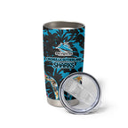 Cronulla-Sutherland Sharks Tumbler Cup Tropical Island Floral Pattern With Black And Blue Accents