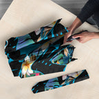Cronulla-Sutherland Sharks Umbrella Tropical Island Floral Pattern With Black And Blue Accents