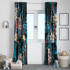 Cronulla-Sutherland Sharks Window Curtain Tropical Island Floral Pattern With Black And Blue Accents