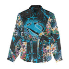 Cronulla-Sutherland Sharks Women Casual Shirt Tropical Island Floral Pattern With Black And Blue Accents
