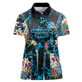 Cronulla-Sutherland Sharks Women Polo Shirt Tropical Island Floral Pattern With Black And Blue Accents
