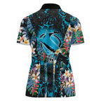 Cronulla-Sutherland Sharks Women Polo Shirt Tropical Island Floral Pattern With Black And Blue Accents