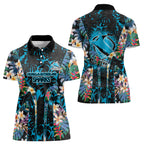 Cronulla-Sutherland Sharks Women Polo Shirt Tropical Island Floral Pattern With Black And Blue Accents