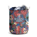 Newcastle Knights Laundry Basket Tropical Hibiscus Floral Pattern With Blue And Red Accents