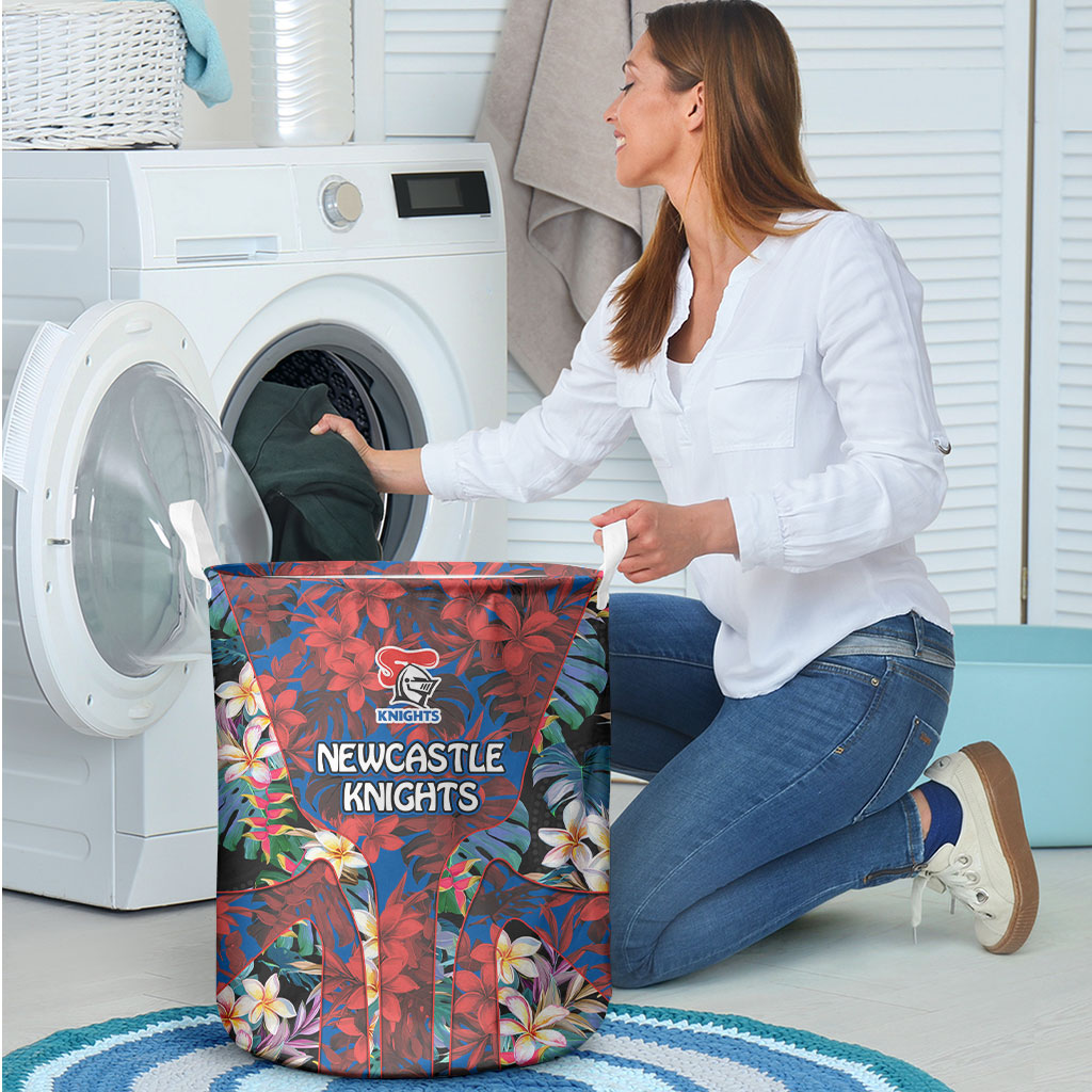 Newcastle Knights Laundry Basket Tropical Hibiscus Floral Pattern With Blue And Red Accents