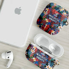 Newcastle Knights AirPods Case Tropical Hibiscus Floral Pattern With Blue And Red Accents