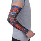Newcastle Knights Arm Sleeves Tropical Hibiscus Floral Pattern With Blue And Red Accents