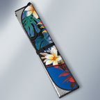 Newcastle Knights Auto Sun Shade Tropical Hibiscus Floral Pattern With Blue And Red Accents