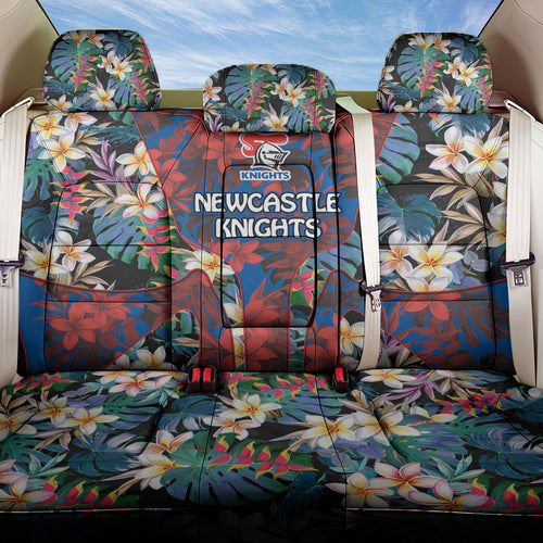 Newcastle Knights Back Car Seat Cover Tropical Hibiscus Floral Pattern With Blue And Red Accents