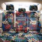 Newcastle Knights Back Car Seat Cover Tropical Hibiscus Floral Pattern With Blue And Red Accents