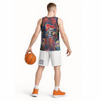 Newcastle Knights Basketball Jersey Tropical Hibiscus Floral Pattern With Blue And Red Accents