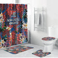 Newcastle Knights Bathroom Set Tropical Hibiscus Floral Pattern With Blue And Red Accents